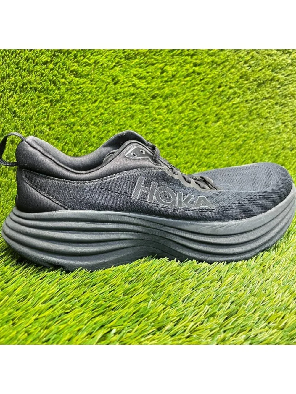 Hoka One One Bondi 8 Mens Size 10.5EE Black Athletic Running Shoes Sneakers